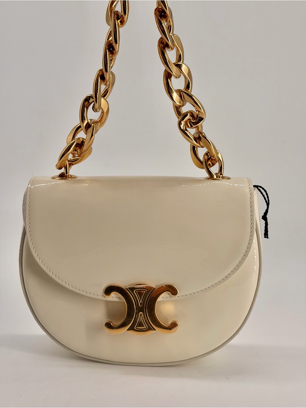 Celine Triomphe Chain Besace Clea Ivory Shoulder Bag